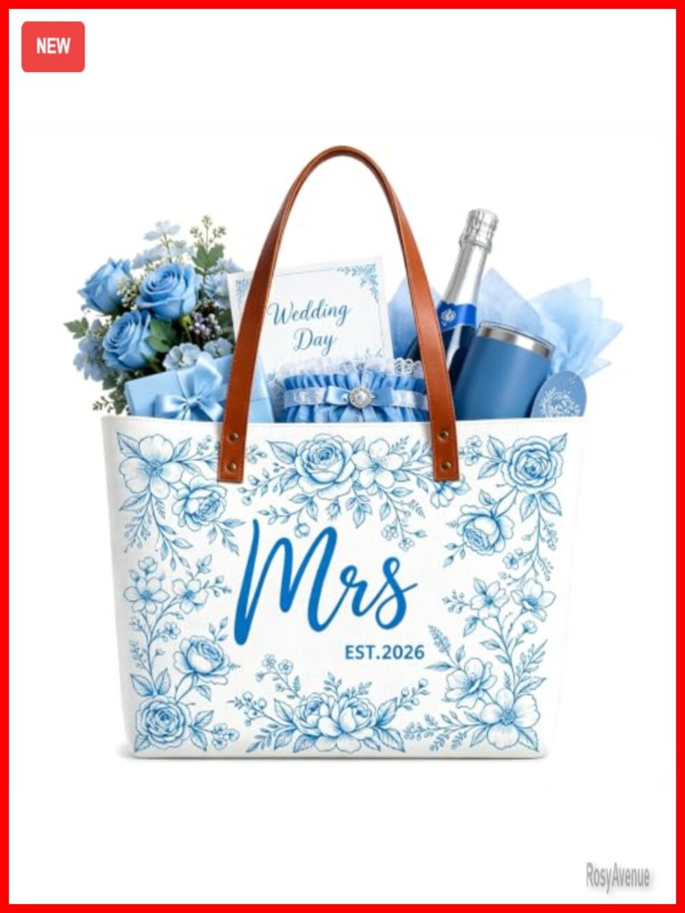 Bridal Canvas Tote Bag Mrs Faux Leather Handle Large Wedding Shower Gift